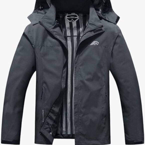 Lightweight Waterproof Removeable Hooded Rain Jacket - Picture 3 of 5